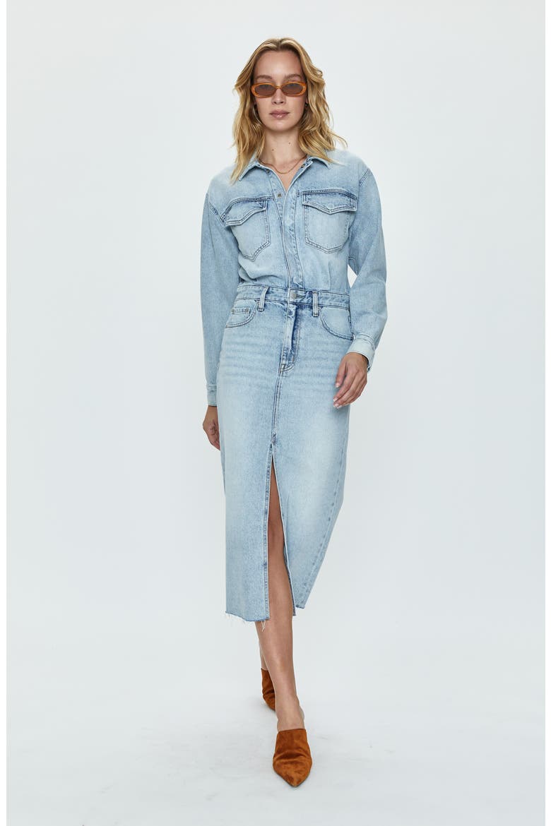 Amira Long Sleeve Denim Midi Dress, Alternate, color, RIVIERA
