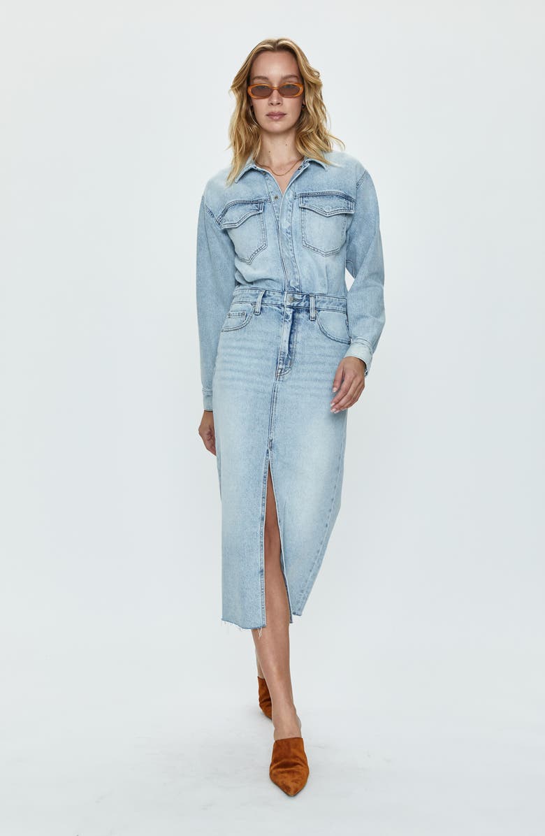 Pistola Amira Long Sleeve Denim Midi Dress, Alternate, color, Riviera