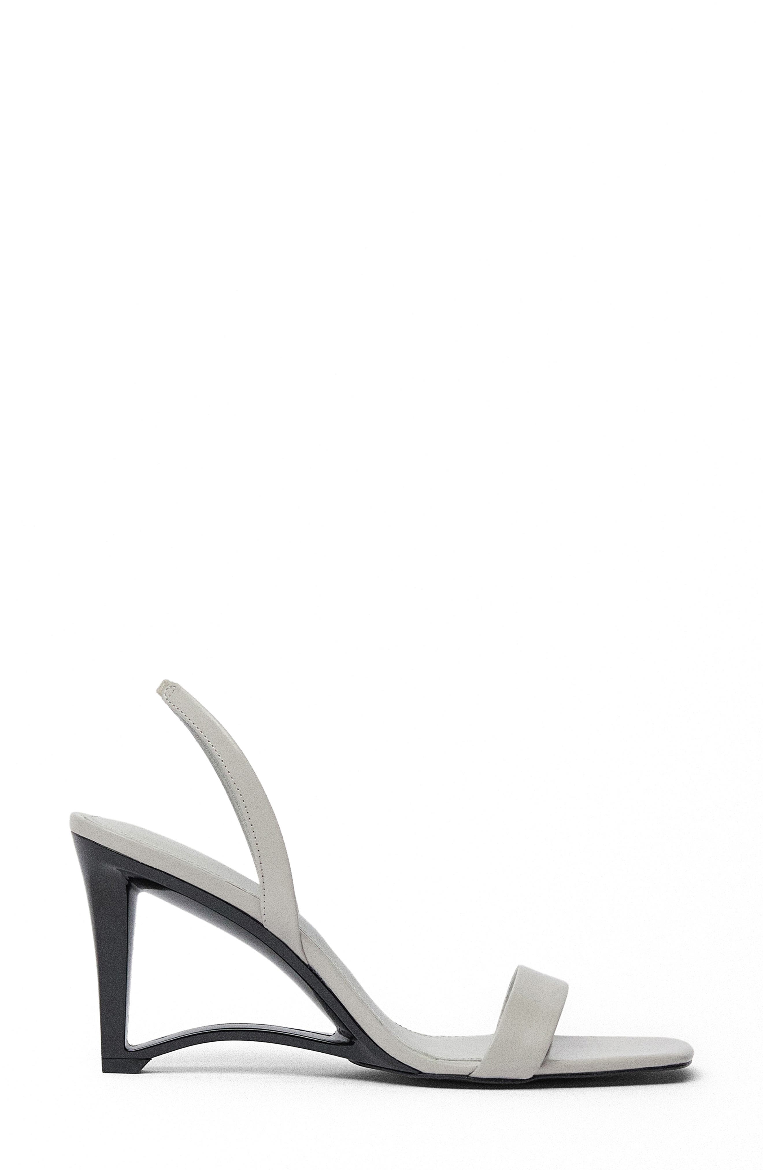 MANGO Slingback Wedge Sandal, Alternate, color, Ice Grey