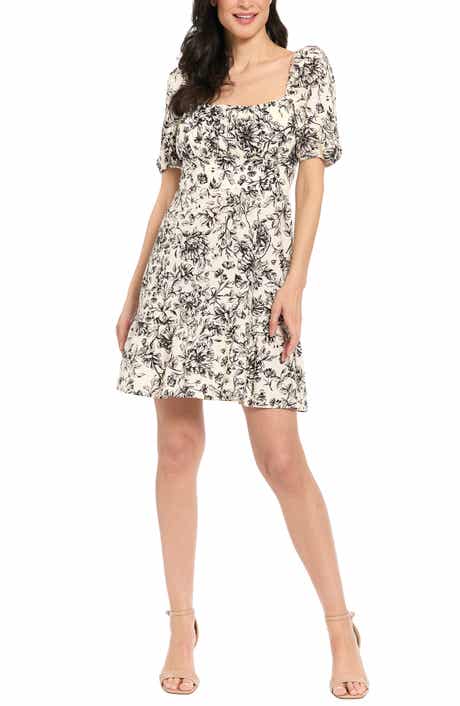 London Times Puff Sleeve Empire Minidress