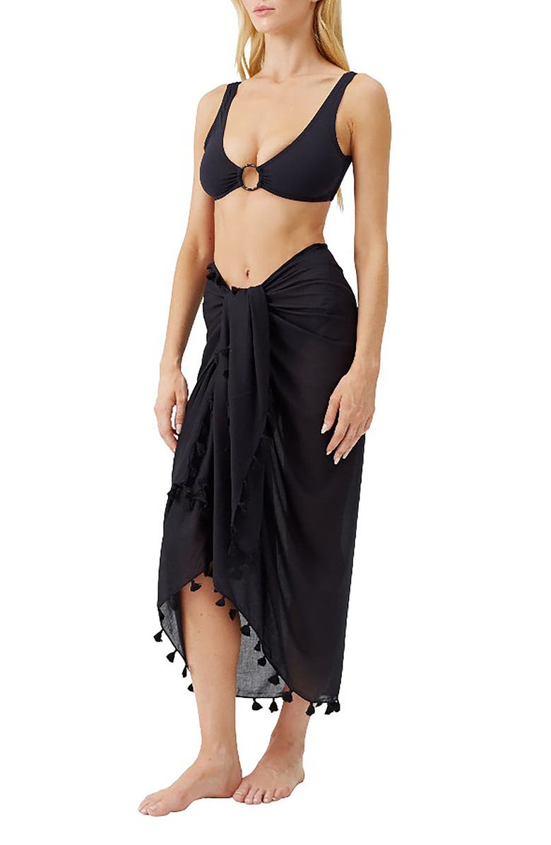 Melissa Odabash Tassel Cover-Up Pareo, Main, color, Black