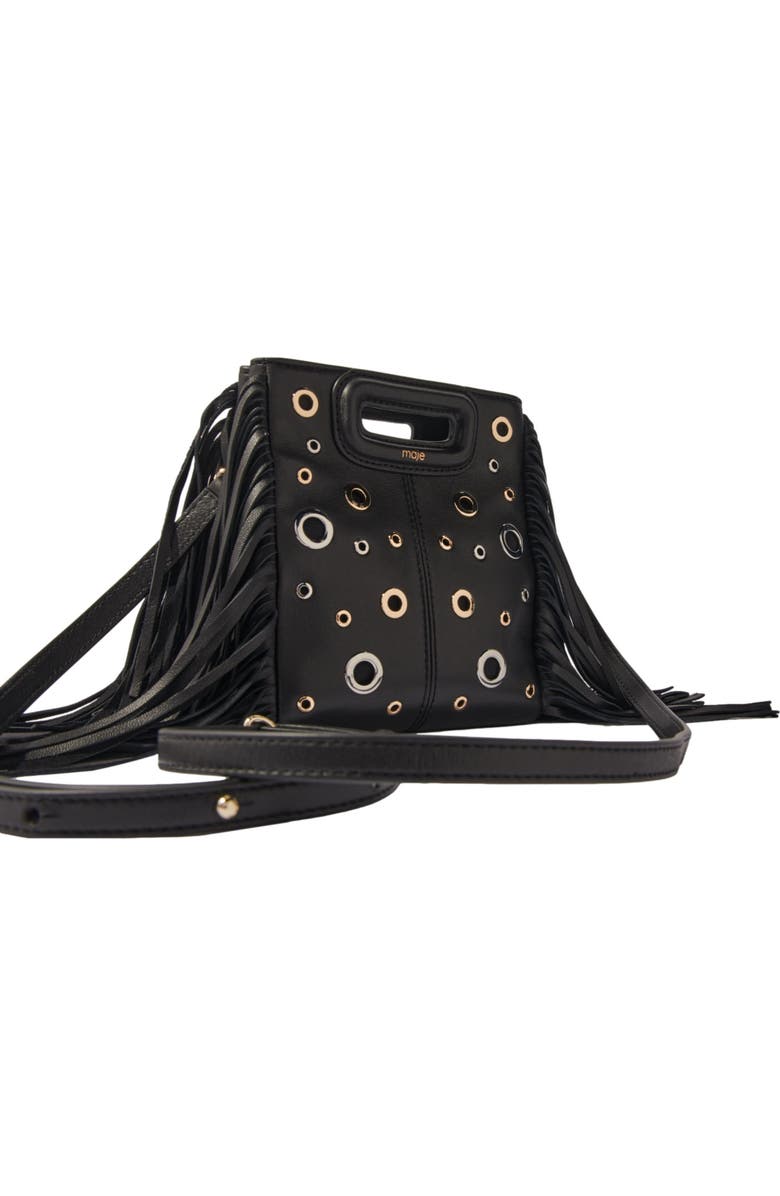 maje Leather M mini bag with eyelets, Alternate, color,