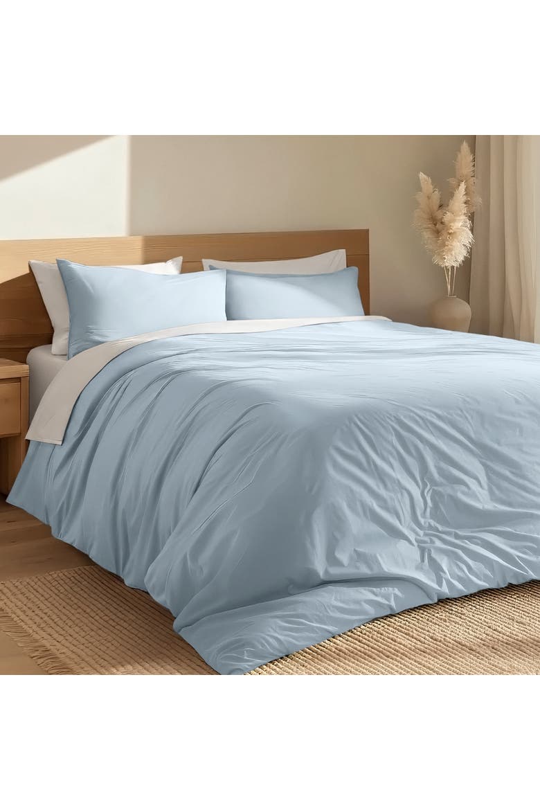 100% Organic Cotton Percale Duvet Cover and Sham Set, Alternate, color, Winter Blue