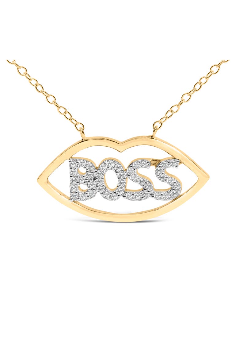 14K Yellow Gold Plated Silver 1/4 Cttw Diamond "Boss" Pendant Necklace, Alternate, color, Yellow