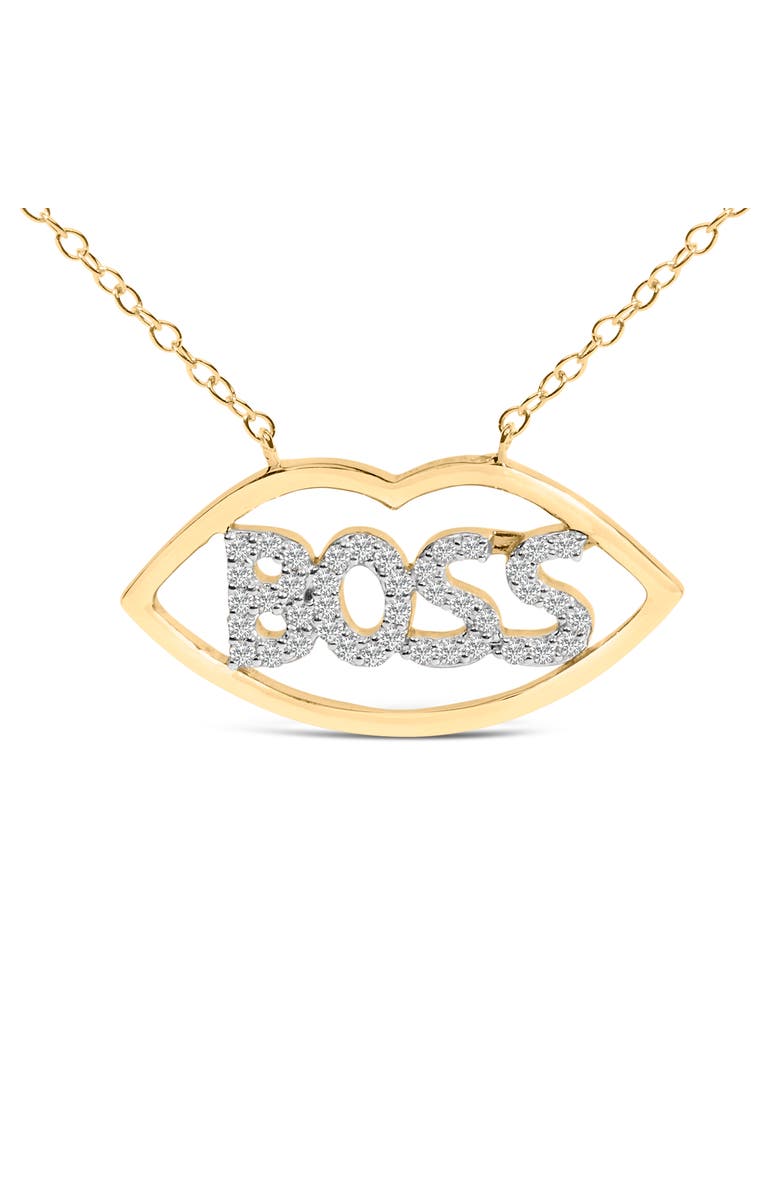 Haus of Brilliance 14K Yellow Gold Plated Silver 1/4 Cttw Diamond "Boss" Pendant Necklace, Alternate, color, Yellow