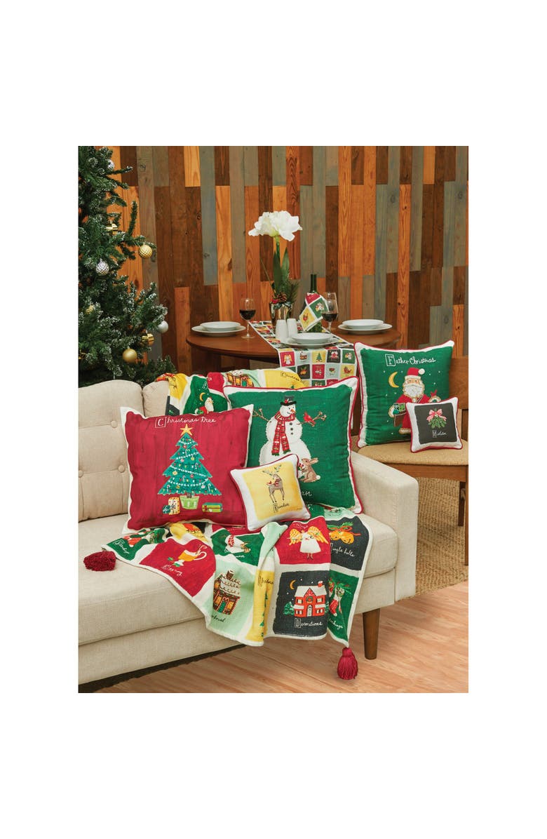 C&F Home Father Christmas Alphabet Printed & Embellished Throw Pillow, Alternate, color, Green