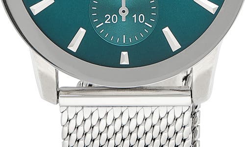 Geoffrey Beene Diamond Mesh Strap Multifunction Watch, 42mm In Silver