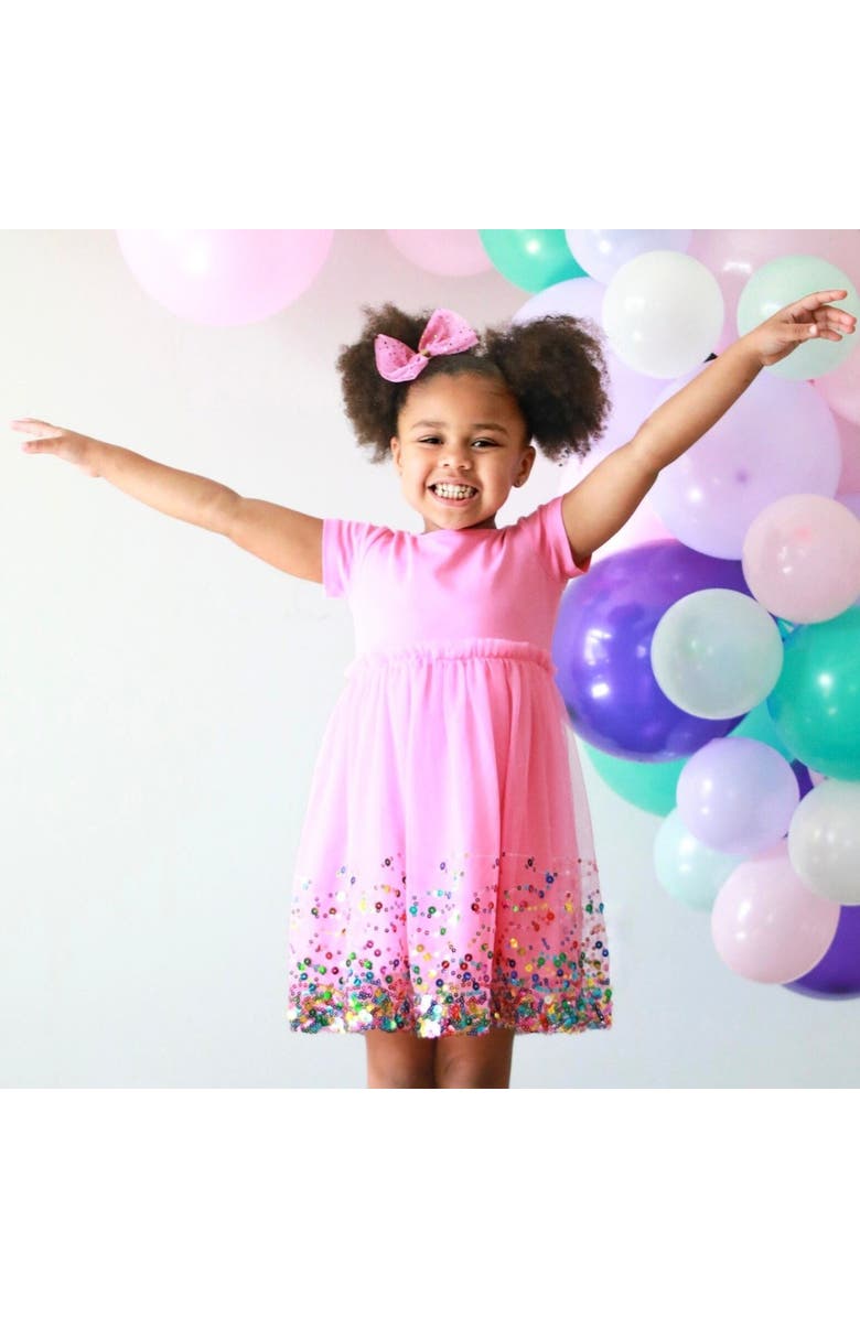 Sweet Wink Raspberry Confetti Short Sleeve Tutu Dress, Alternate, color, Raspberry