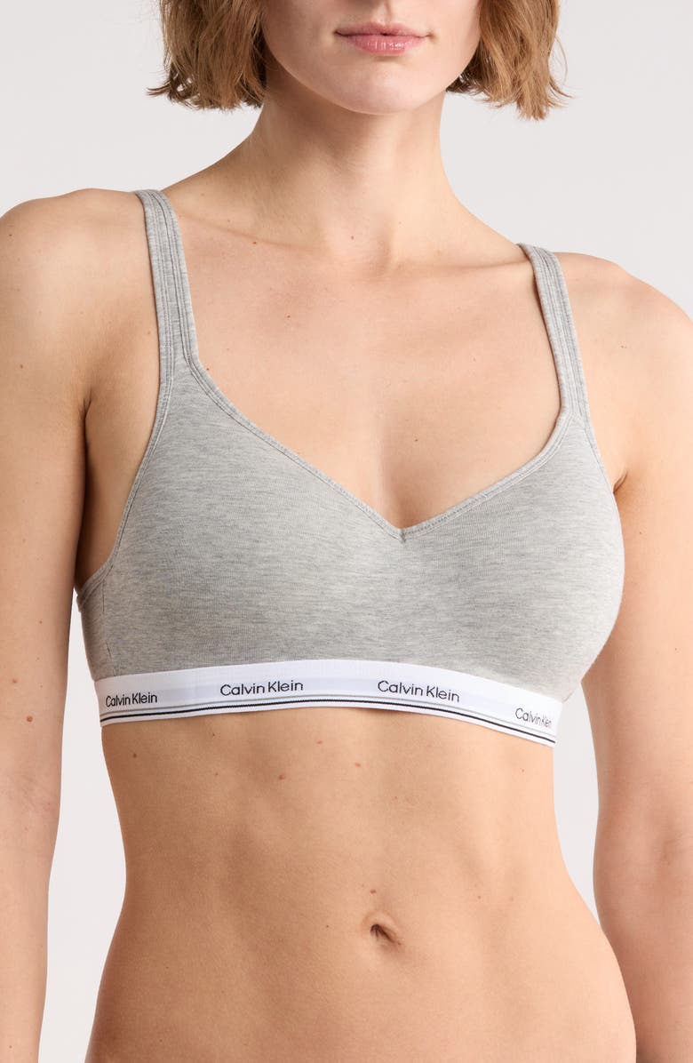Calvin Klein Padded Wire Free Bralette, Main, color, Grey Heather