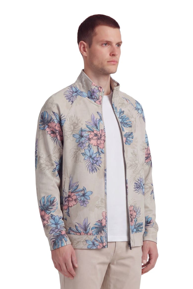 Exotic Floral Mens Printed Zip Jacket, Alternate, color, EXOTIC FLORAL NEUTRAL