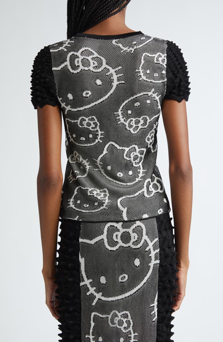 CHET LO x Sanrio Hello Kitty<sup>®</sup> Spike Knit Short Sleeve Sweater, Alternate, color, Black/ White