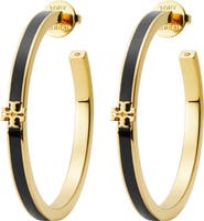 Tory Burch Icon Enamel Hoop Earrings
