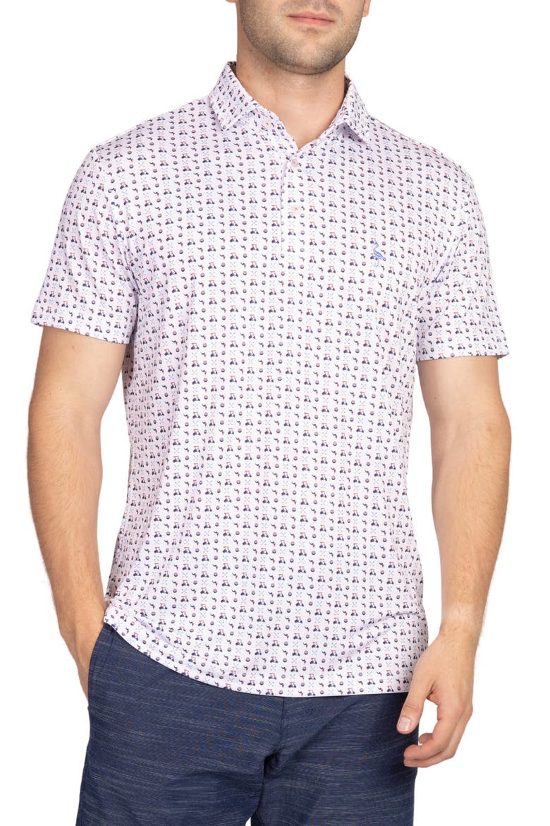 White Golf Carts Print Performance Polo, Main, color, WHITE