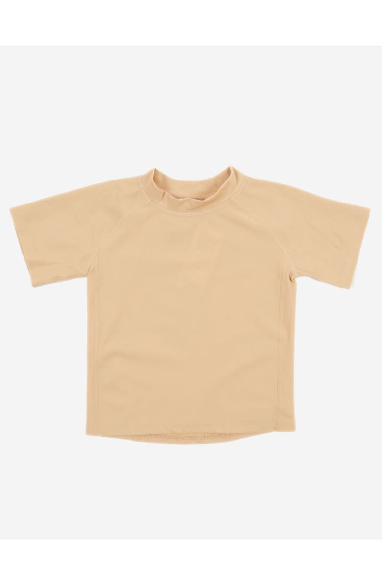 Leveret Kids Short Sleeve Rash Guard, UPF 50+ Swim Shirt, Main, color, Beige