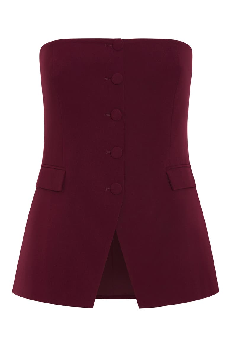 Leah Strapless Bustier Top, Alternate, color, DARK CHERRY