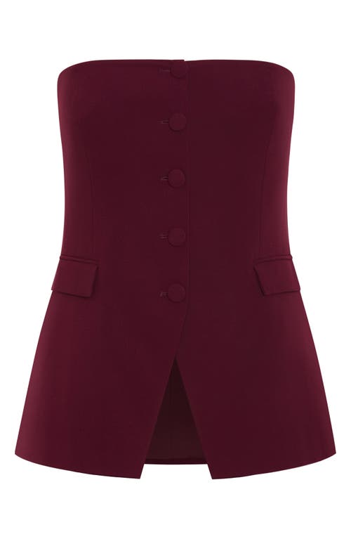City Chic Leah Strapless Bustier Top In Burgundy