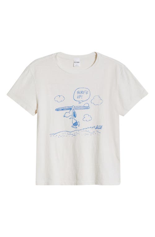 Re/done Snoopy Surfs Up Classic Tee Vintage White In White