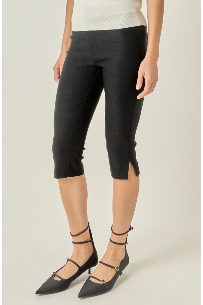 Side Slit Capri Pants, Alternate, color, BLACK