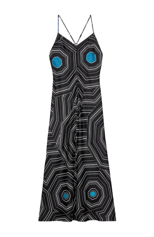 Sandro Patterned Silk Maxi Dress In Black