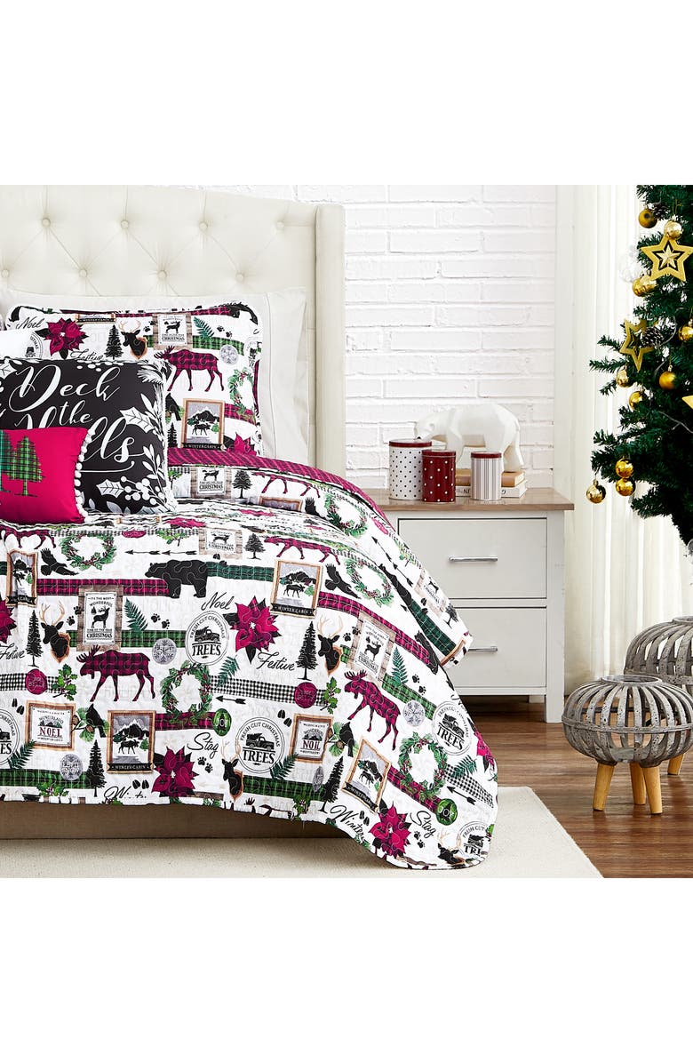 SOUTHSHORE FINE LINENS Merry Town Christmas Quilt Set, Alternate, color, Merry Town Christmas