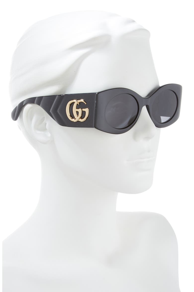 53mm Square Sunglasses, Alternate, color, BLACK BLACK GREY