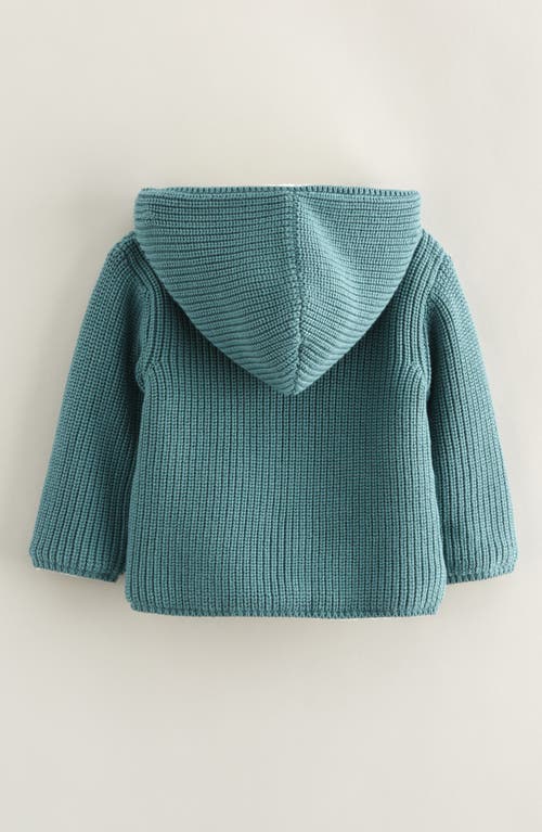 Nordstrom Hooded Cotton Cardigan With Faux Fur Lining In Blue