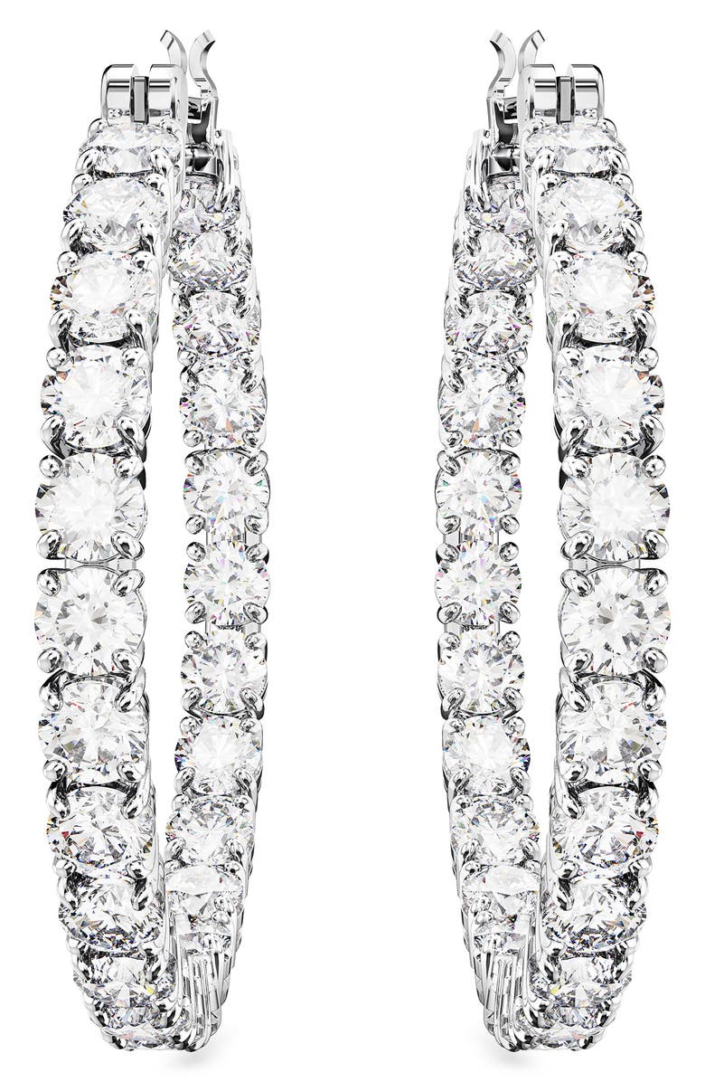 Swarovski Matrix Tennis Hoop Earrings, Alternate, color, 