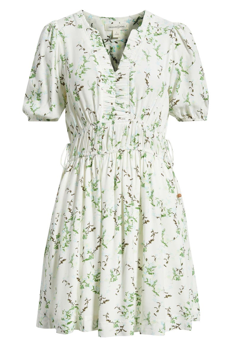Print Puff Sleeve Minidress, Alternate, color, IVORY- BLUE LILIBET FLORAL