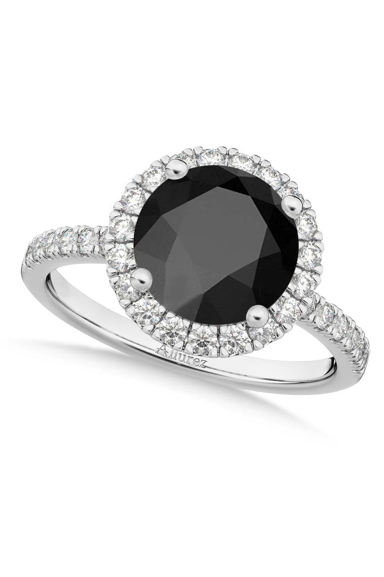 Halo Onyx & Diamond Engagement Ring 14K, Main, color, 2.90ct/White Gold