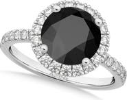 ALLUREZ Halo Onyx & Diamond Engagement Ring 14K