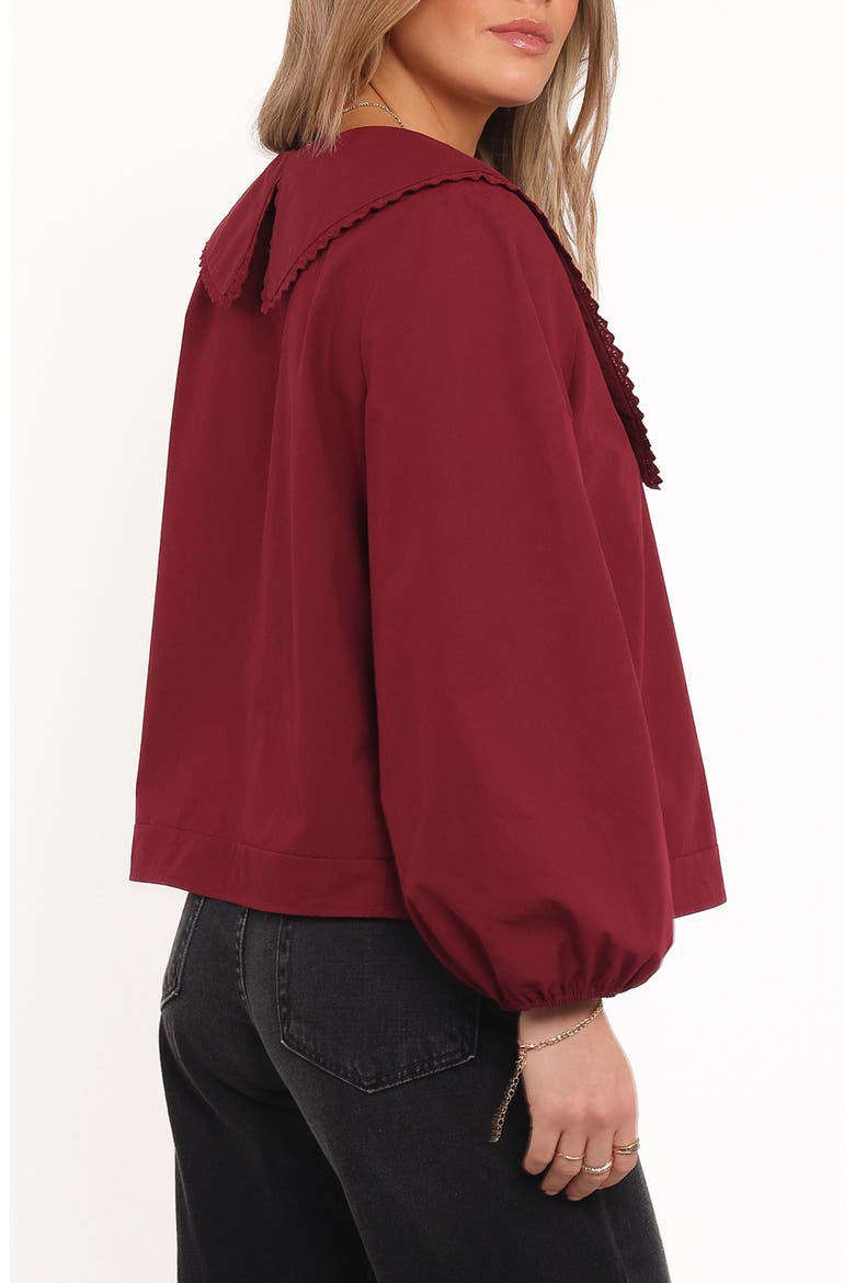 Kenna Collared Cotton Poplin Top, Alternate, color, BURGUNDY