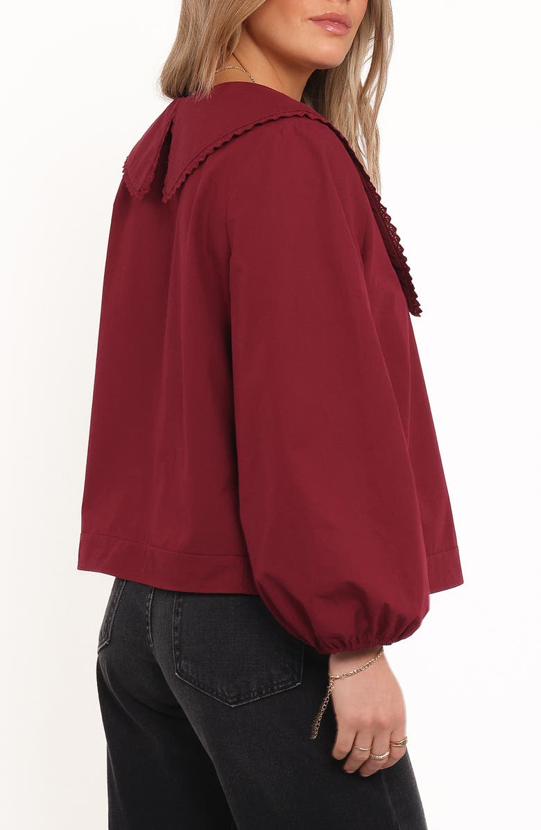 Petal & Pup Kenna Collared Cotton Poplin Top, Alternate, color, Burgundy