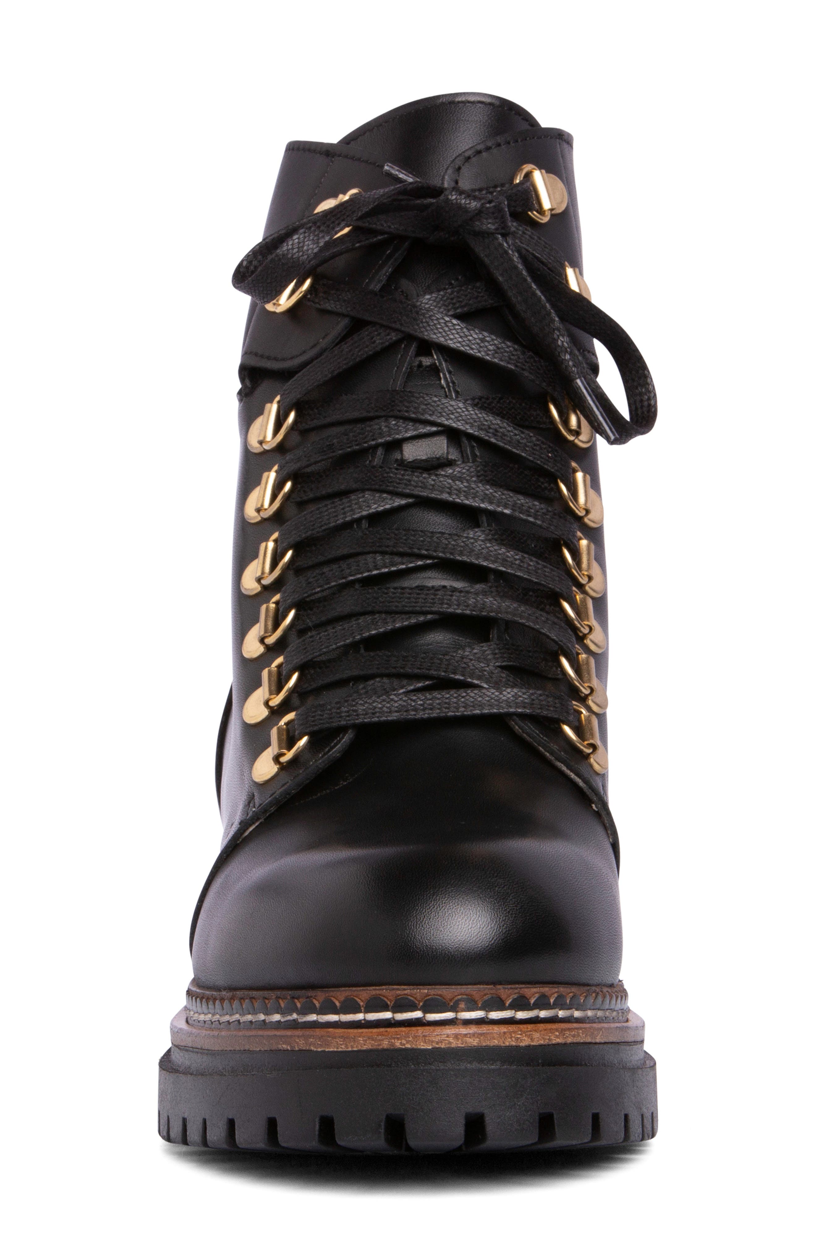 BEAUTIISOLES Ronnie Lace-Up Lug Sole Boot, Alternate, color, Black