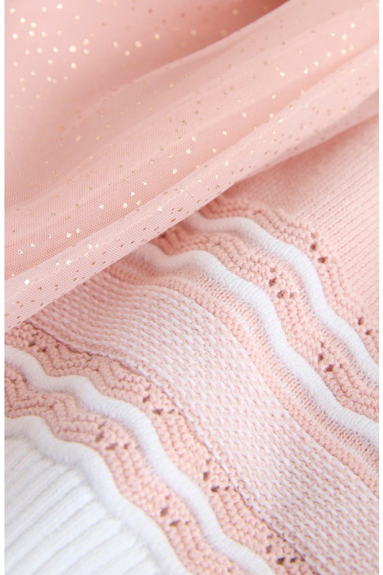 Kids' Collared Top & Mesh Skirt, Alternate, color, PINK