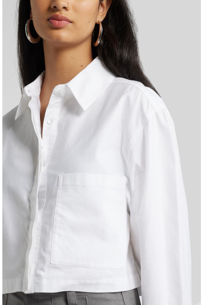 Boxy Cotton Button-Up Shirt, Alternate, color, WHITE