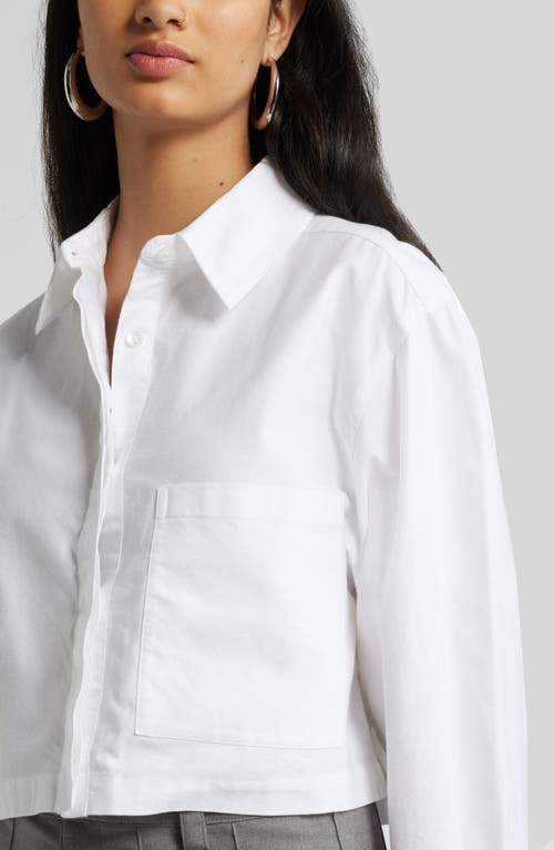 Open Edit Boxy Cotton Button-up Shirt In White