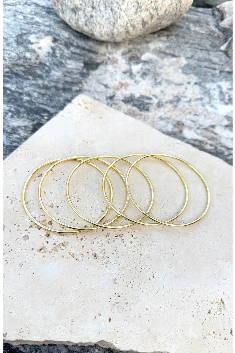 Set of 5 Tube Bangle Bracelets, Alternate, color, GOLD