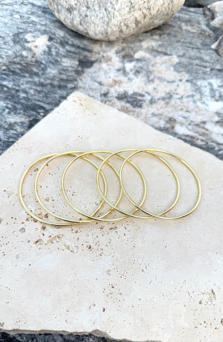 Adornia Set of 5 Tube Bangle Bracelets, Alternate, color, Gold