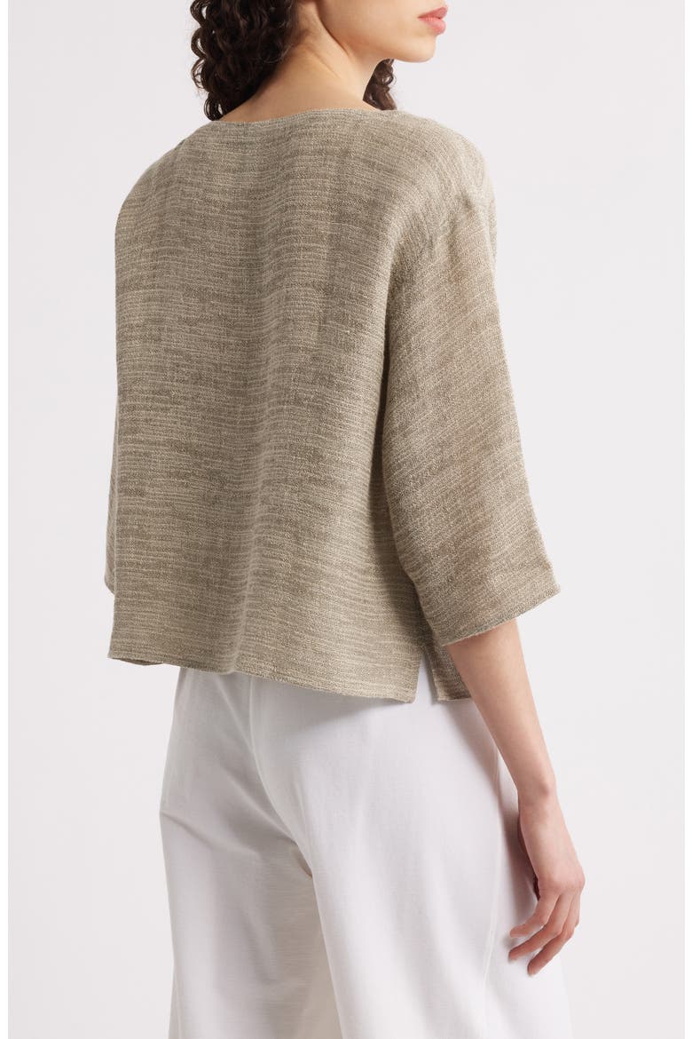 Bateau Neck Organic Linen Blend Top, Alternate, color, NATURAL WHITE