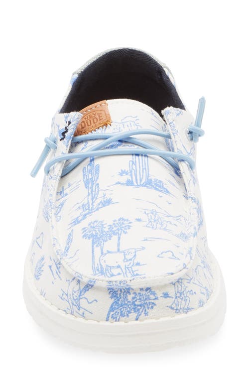 Hey Dude Wendy Desert Slip-on Moc Toe Shoe In Desert Cream/blue