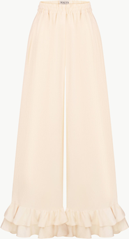 Malva Florea Wide-Leg Ruffle-Hem Trousers