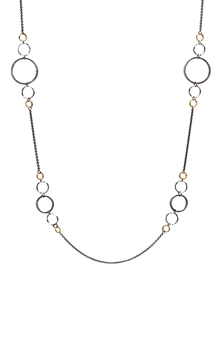 Old World Mixed Metal Station Chain Necklace, Alternate, color, SILVER
