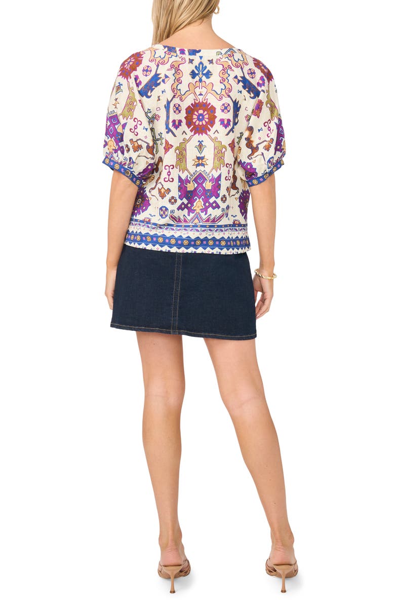 Vince Camuto Printed Puff Sleeve Top, Alternate, color, New Ivory