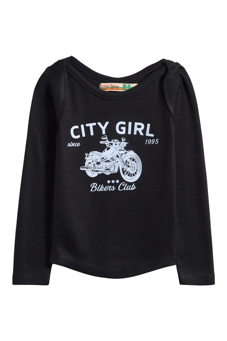 Kids' Cotton Blend Thermal Graphic T-Shirt, Main, color, BLACK