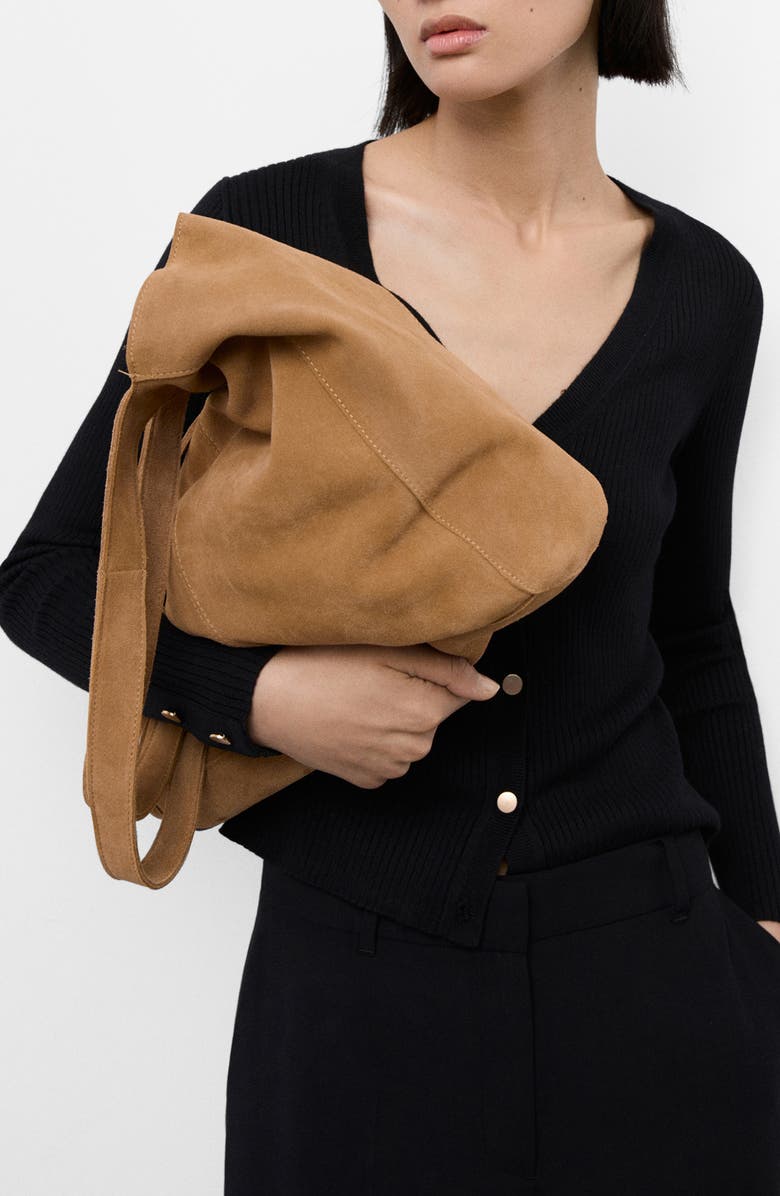 MANGO Rib V-Neck Cardigan, Main, color, Black