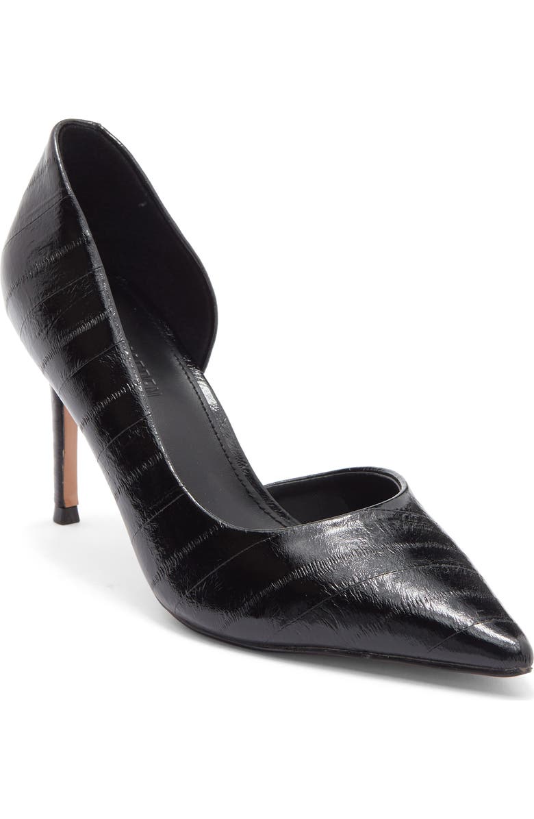 Steve Madden Nula Pointed Toe Half d'Orsay Pump, Main, color, Black Eel