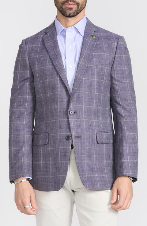 Lavender Plaid Wool Blend Sport Coat