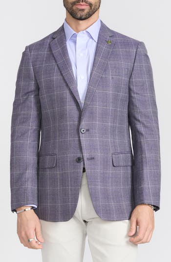 Cricketeer Grey Plaid Wool Blend Blazer In Lavender