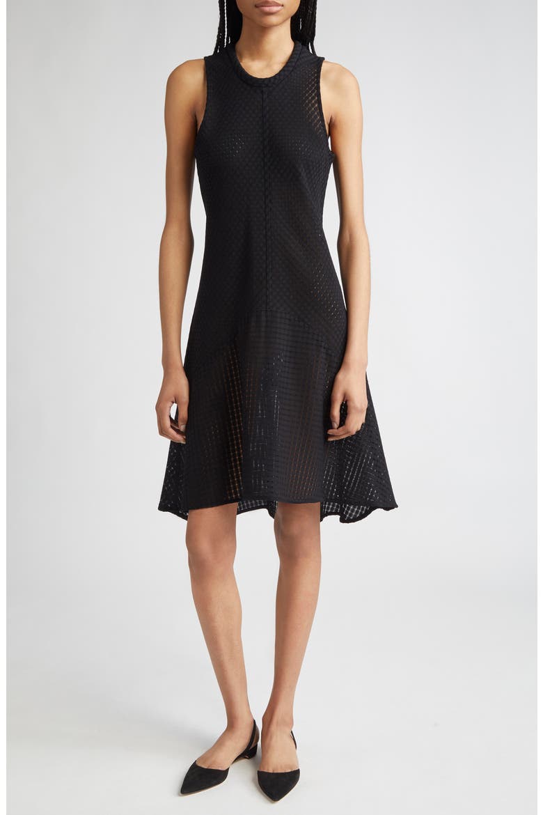 Shield Sleeveless Open Knit Organic Cotton Dress, Main, color, BLACK