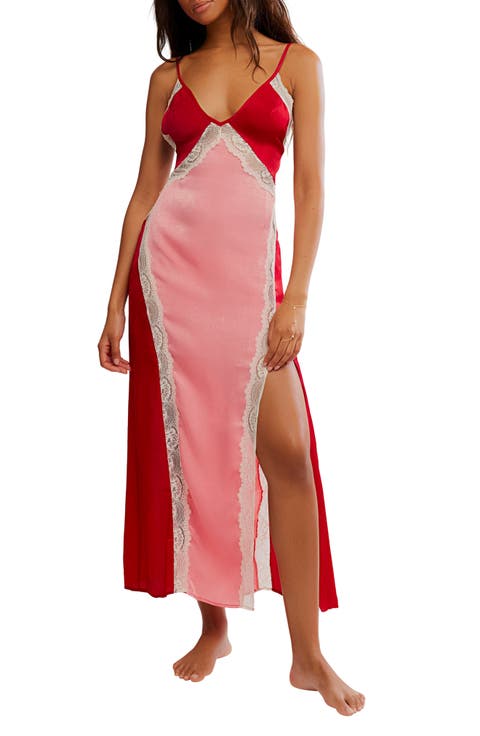 Some Kind of Love Lace Trim Open Back Nightgown